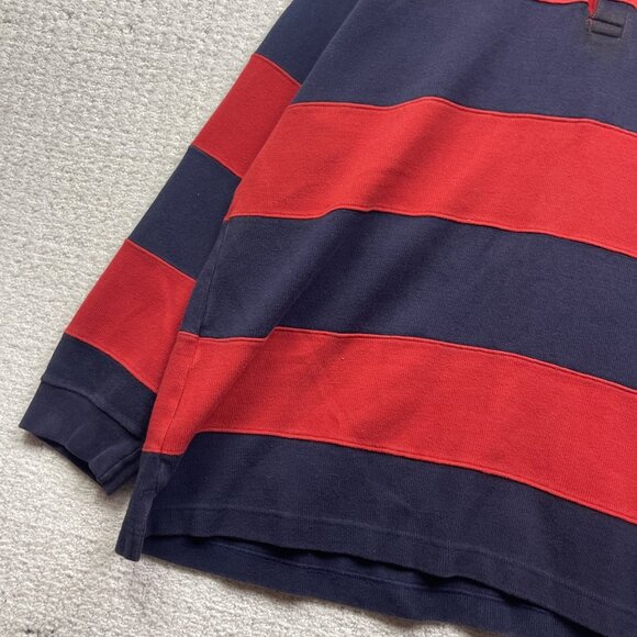 VTG Brooklyn Cloth Long Sleeve Heavy Rugby Polo shirt Sz XL Red / Blue Y2K - Picture 3 of 13